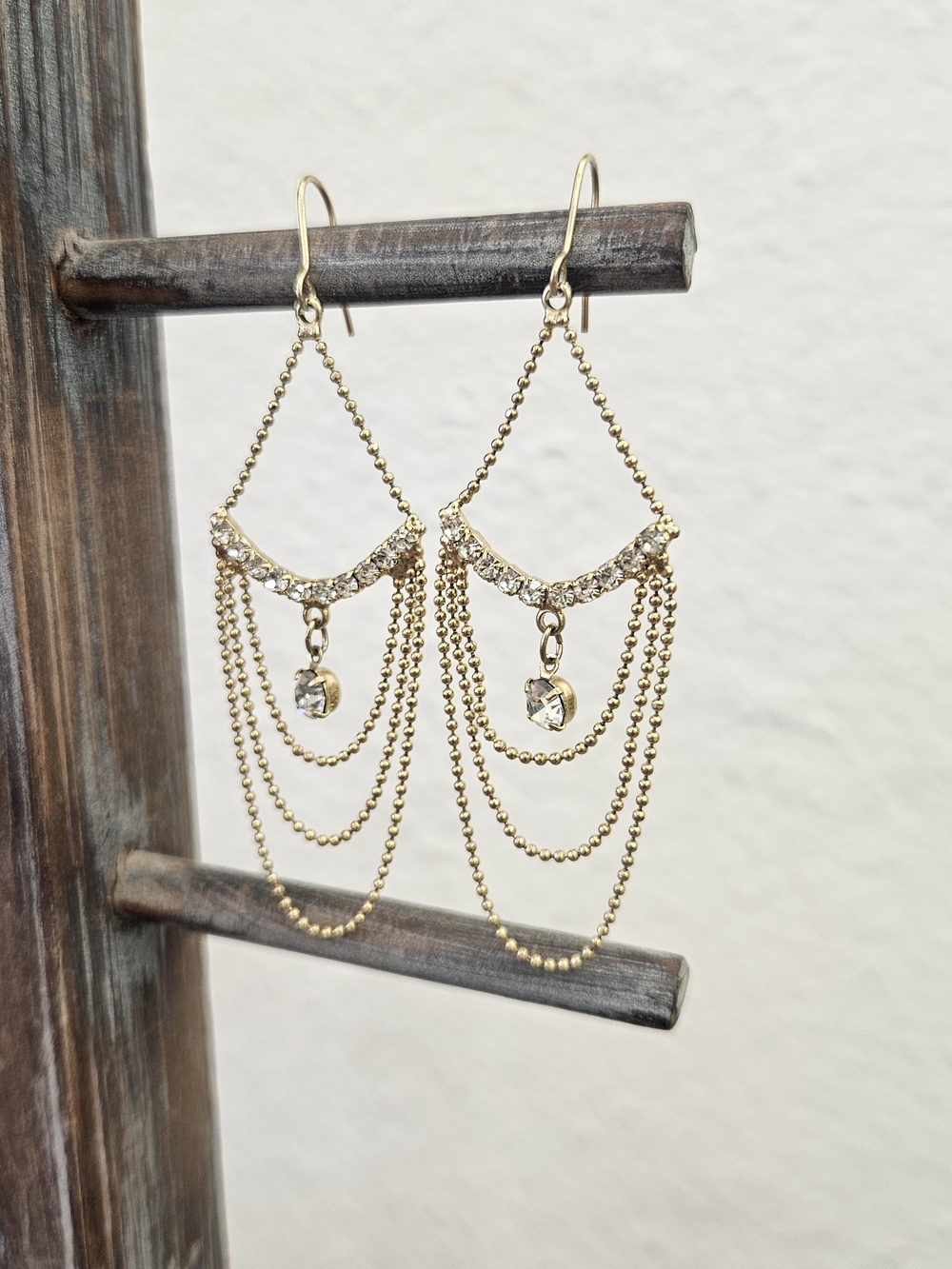 Gold Crystal Fringe Drop Earrings - Women Jewelry